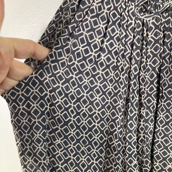 Womens Chan Luu Boho Maxi Skirt Smocked Elastic Waist Draw String Gray Blue Whit - Picture 5 of 11